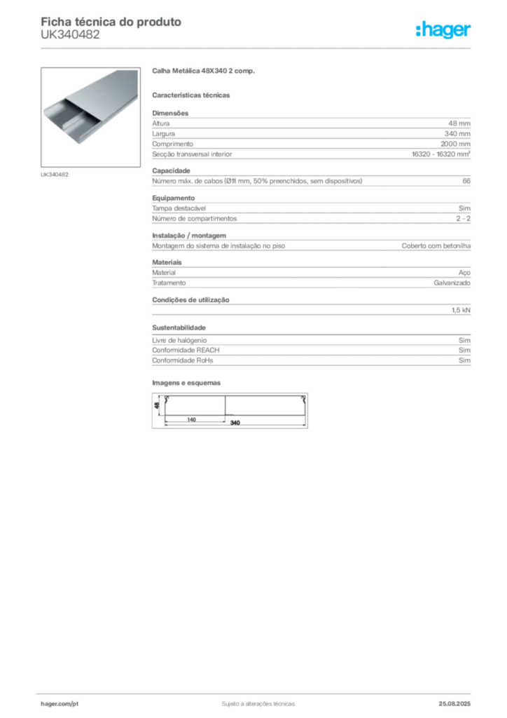Imagem Hager Ficha técnica do produto UK340482 | Hager Portugal