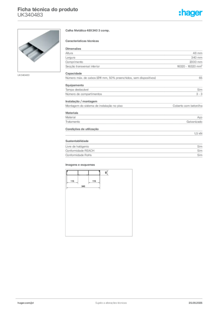 Imagem Hager Ficha técnica do produto UK340483 | Hager Portugal