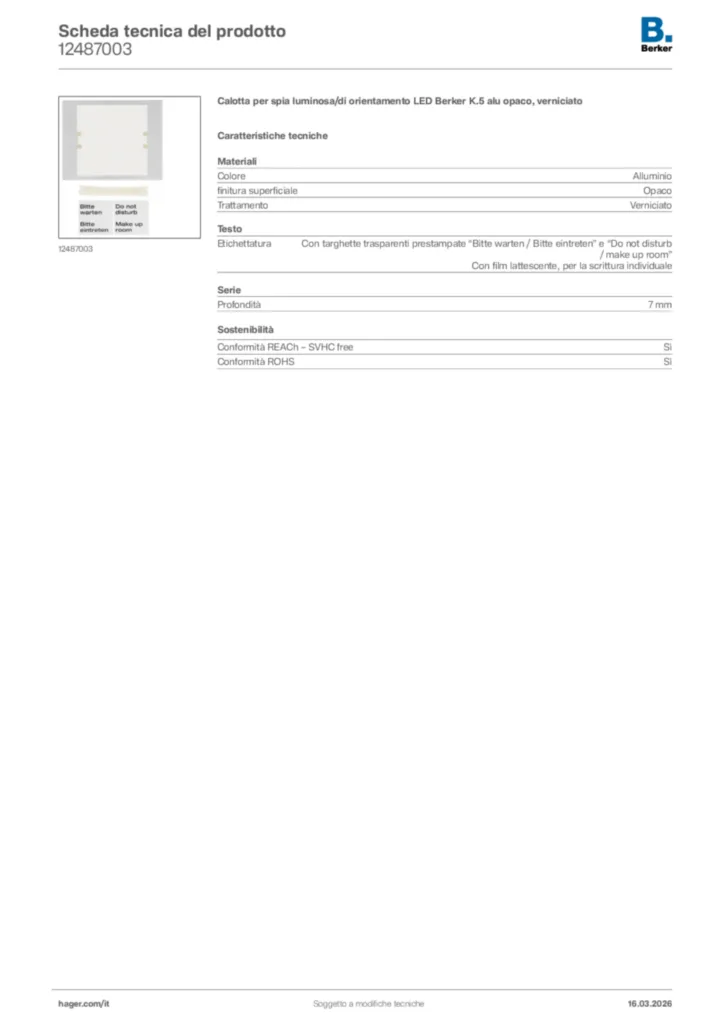 Immagine Berker Scheda tecnica del prodotto 12487003 | Hager Italia
