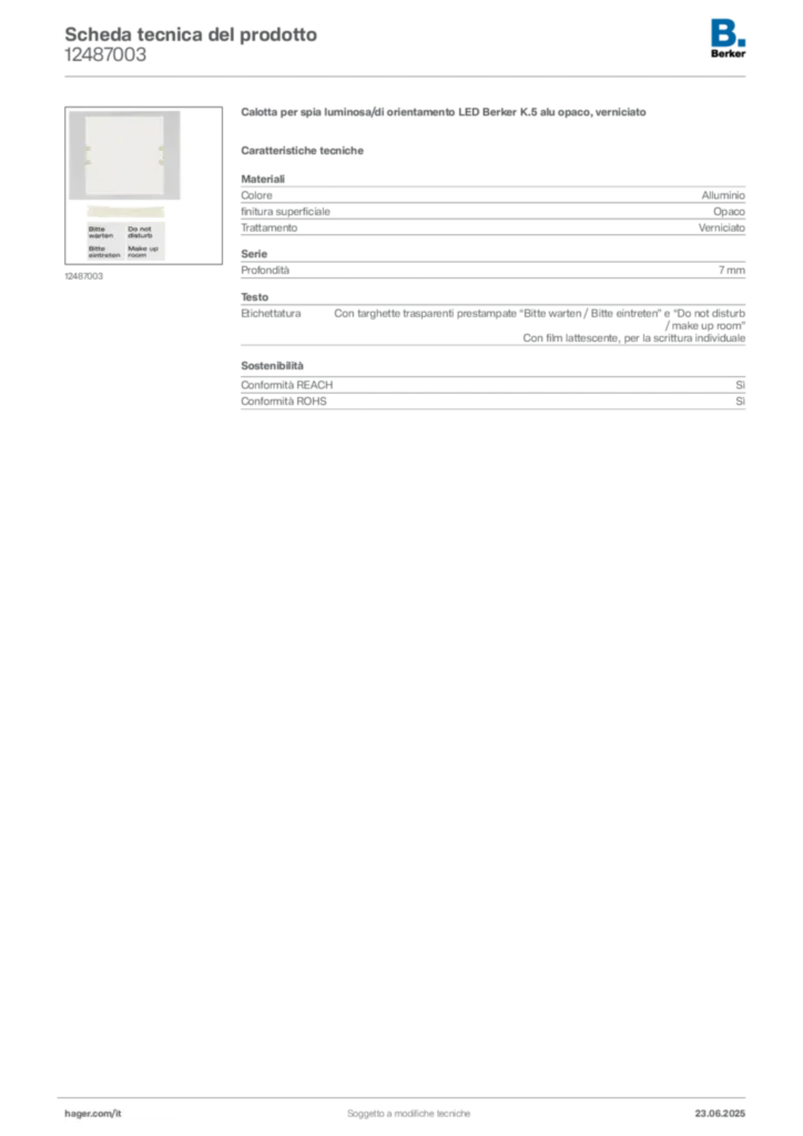 Immagine Berker Scheda tecnica del prodotto 12487003 | Hager Italia