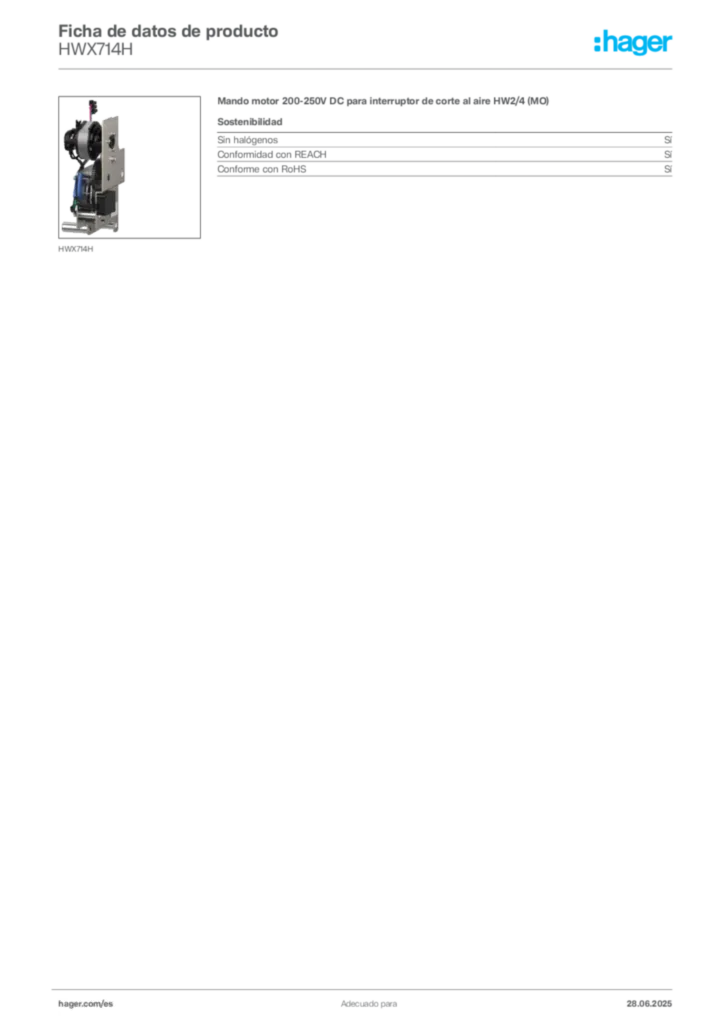 Imagen Hager Ficha de datos de producto HWX714H | Hager España