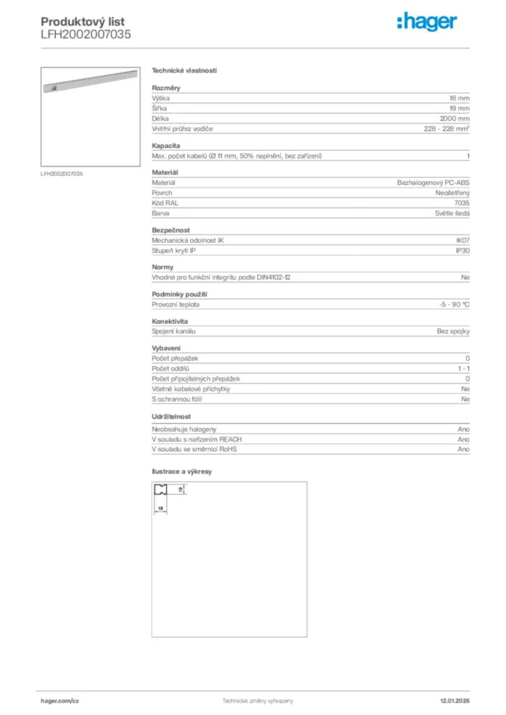 Obrázek Hager Product data sheet LFH2002007035 | Hager