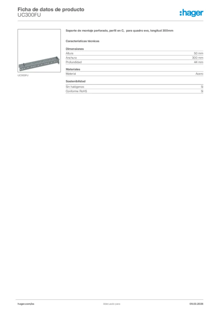 Imagen Hager Ficha de datos de producto UC300FU | Hager España