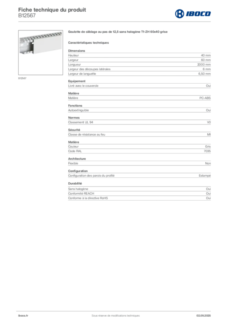 Image Iboco Fiche technique du produit B12567 | Hager France
