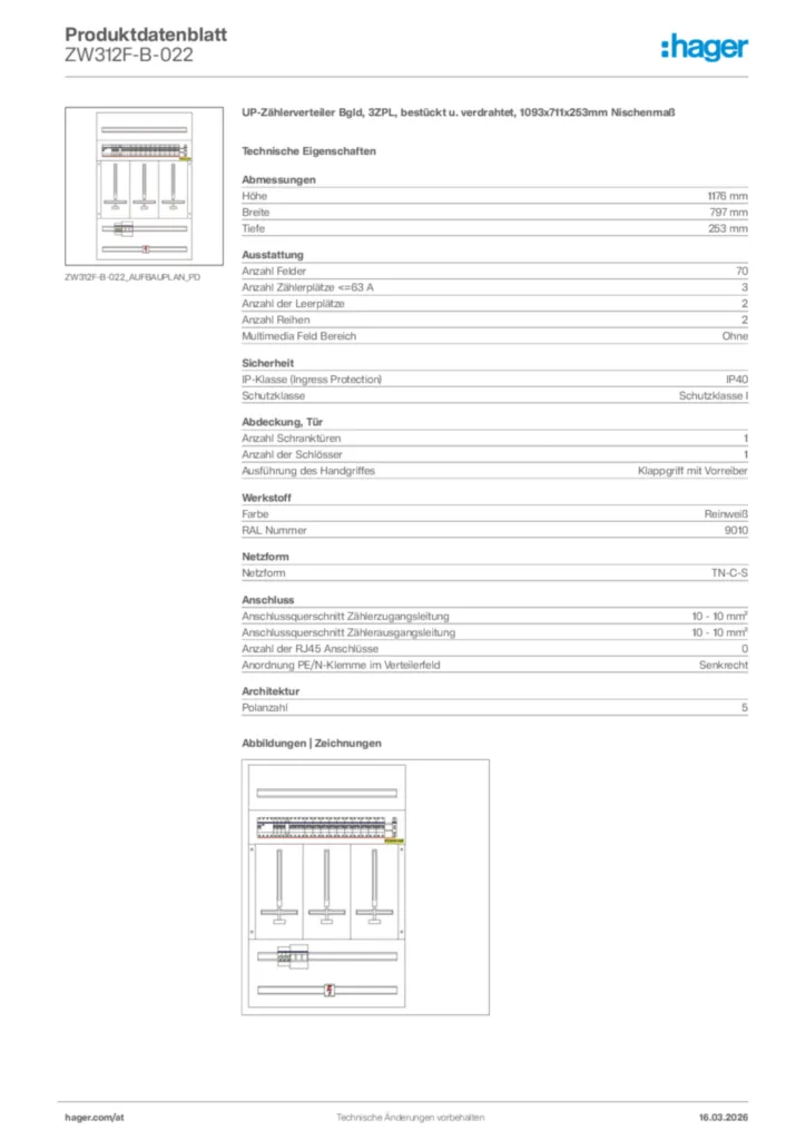 Bild Hager Produktdatenblatt ZW312F-B-022 | Hager Deutschland