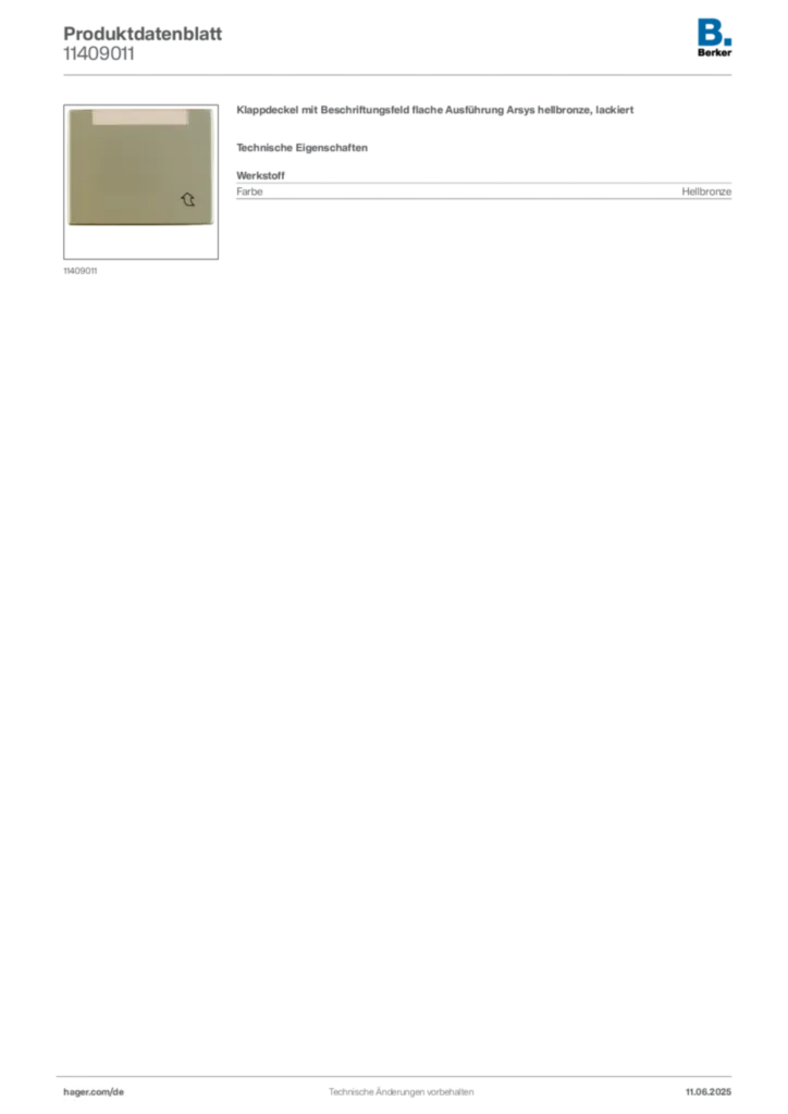 Bild Berker Produktdatenblatt 11409011 | Hager Deutschland