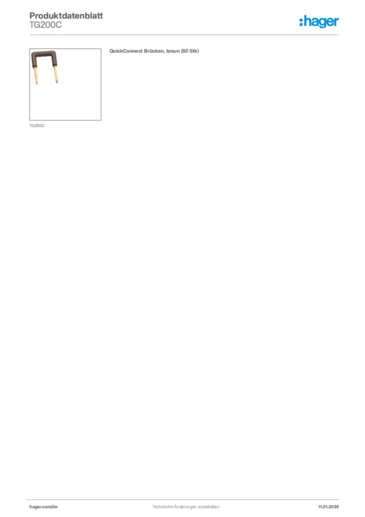 Bild Hager Produktdatenblatt TG200C | Hager Deutschland
