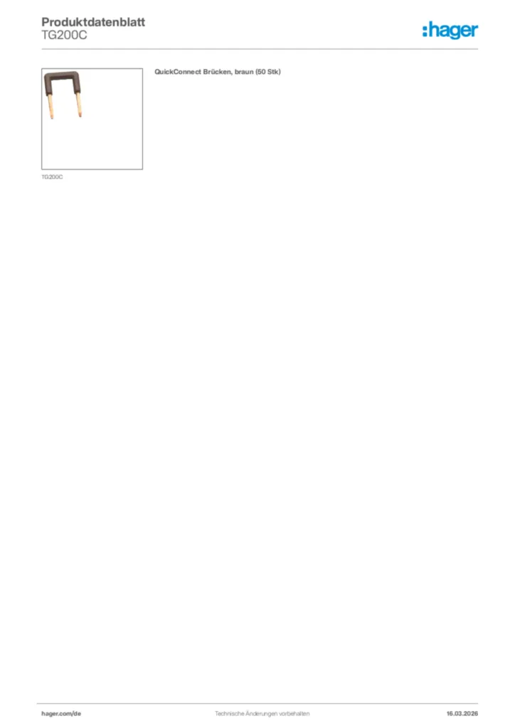 Bild Hager Produktdatenblatt TG200C | Hager Deutschland