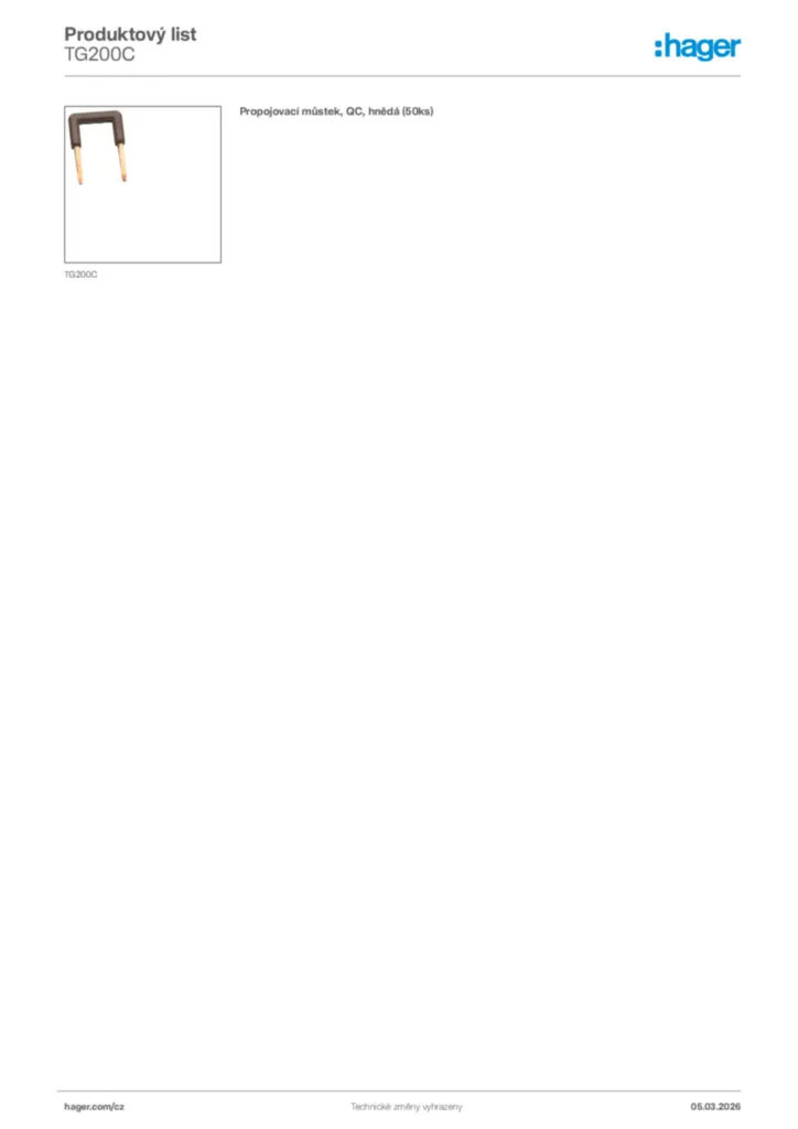 Obrázek Hager Product data sheet TG200C | Hager