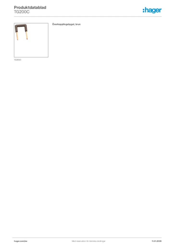 Bild Hager Produktdatablad TG200C | Hager Sverige
