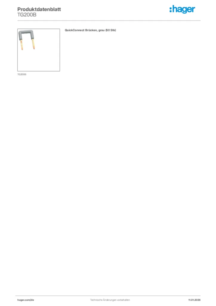 Bild Hager Produktdatenblatt TG200B | Hager Deutschland