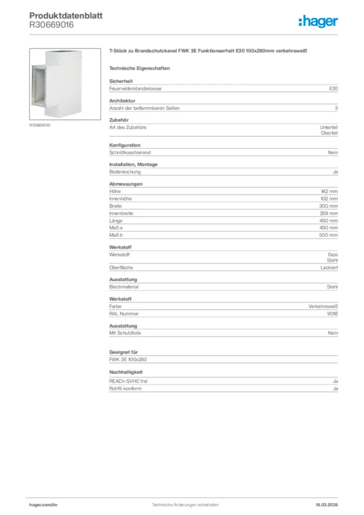 Bild Hager Produktdatenblatt R30669016 | Hager Deutschland