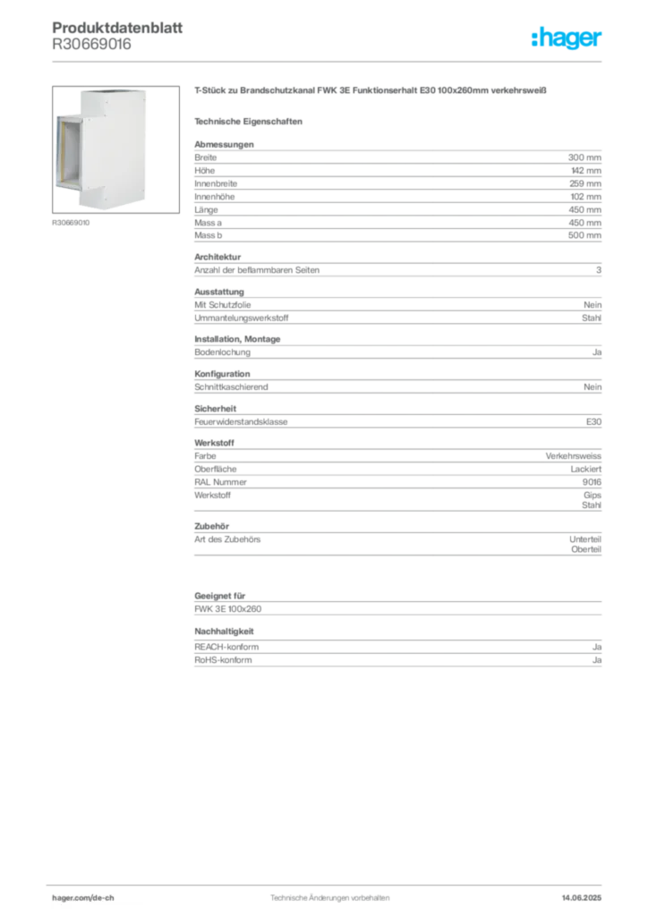 Bild Hager Produktdatenblatt R30669016 | Hager Schweiz