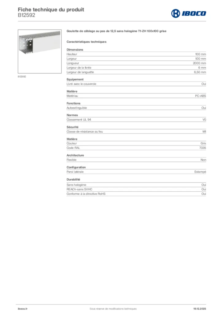 Image Iboco Fiche technique du produit B12592 | Hager France