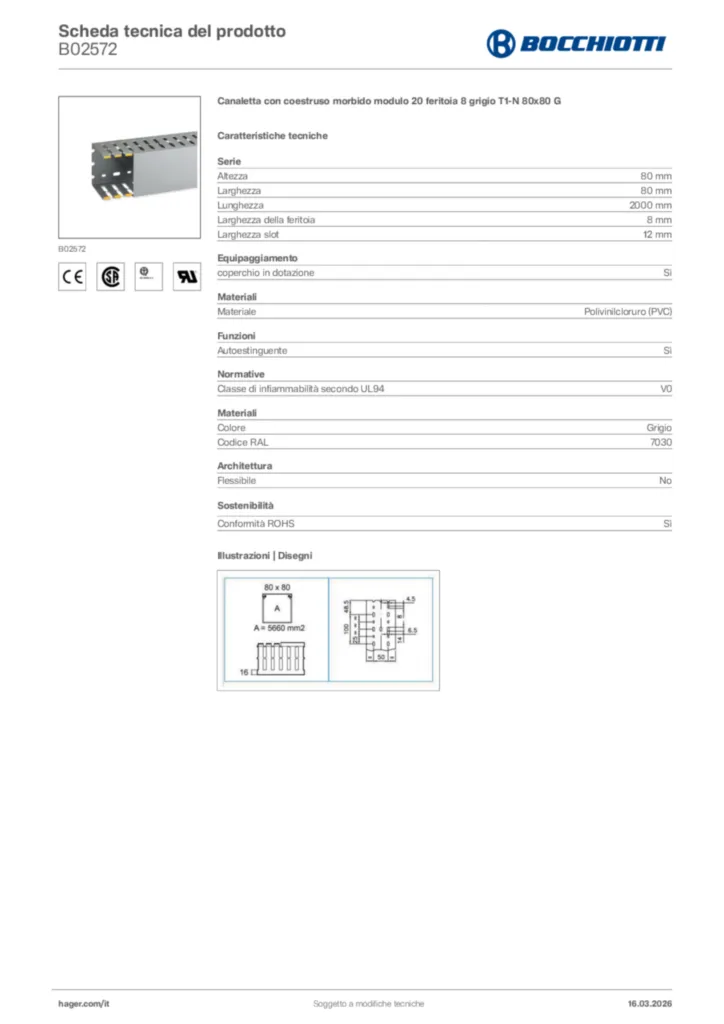 Immagine Bocchiotti Scheda tecnica del prodotto B02572 | Hager Italia