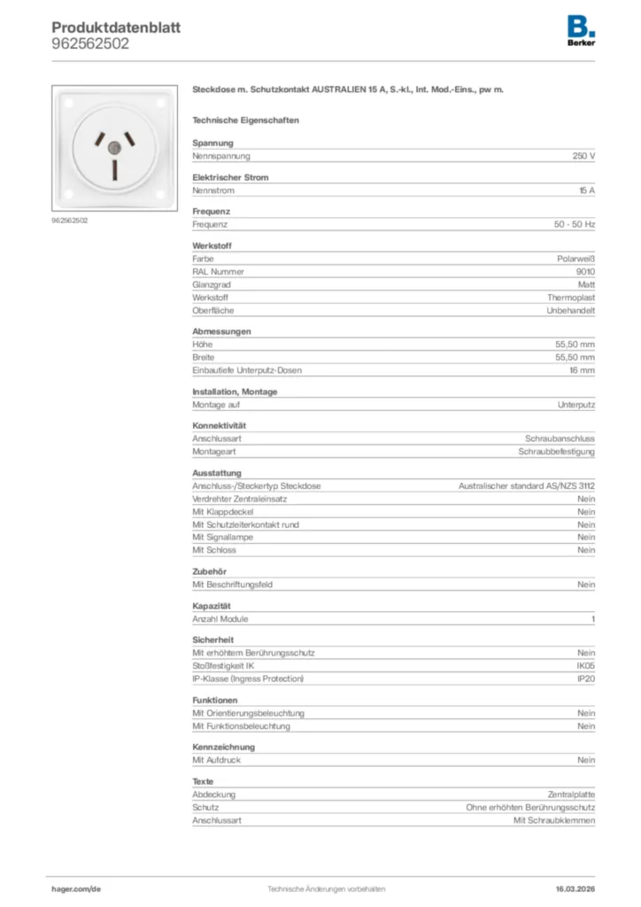 Bild Berker Produktdatenblatt 962562502 | Hager Deutschland
