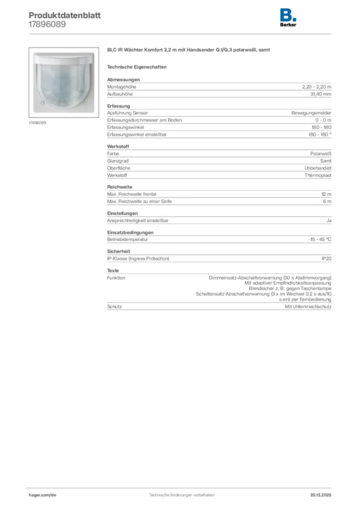Bild Berker Produktdatenblatt 17896089 | Hager Deutschland