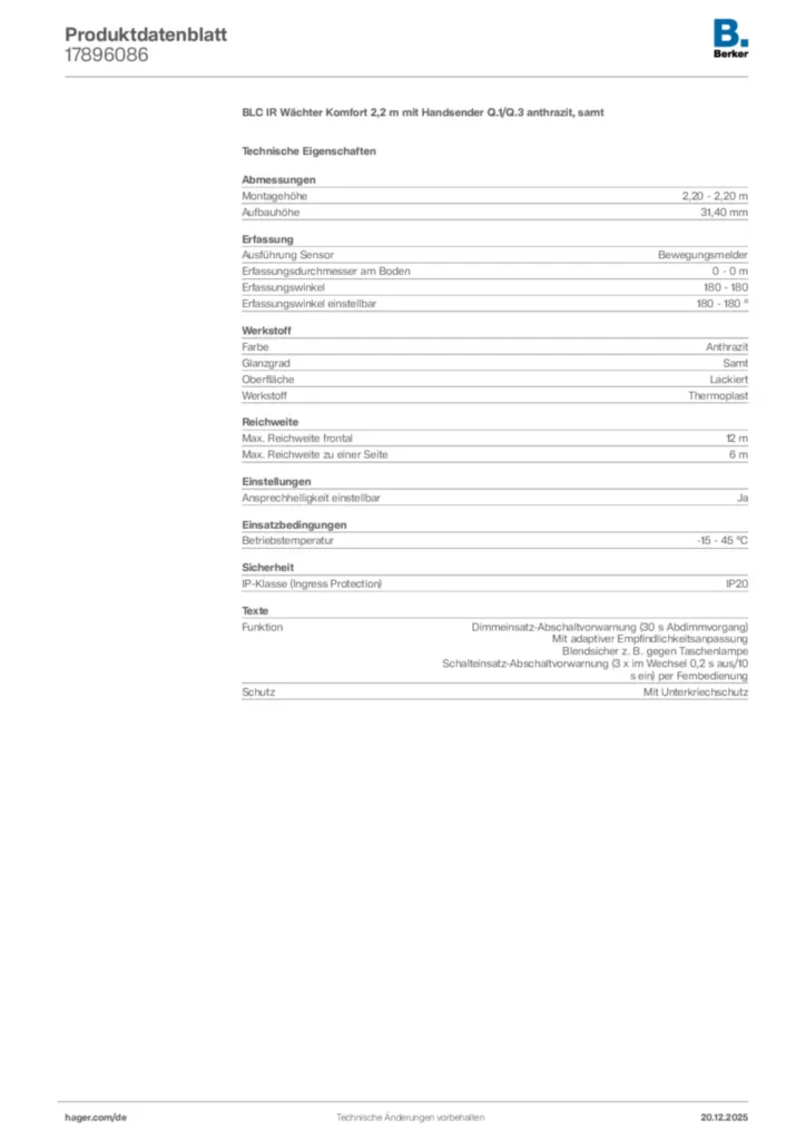 Bild Berker Produktdatenblatt 17896086 | Hager Deutschland