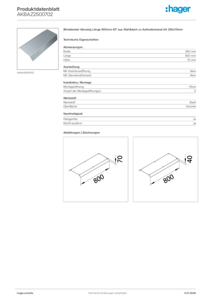 Bild Hager Produktdatenblatt AKBAZ2500702 | Hager Deutschland