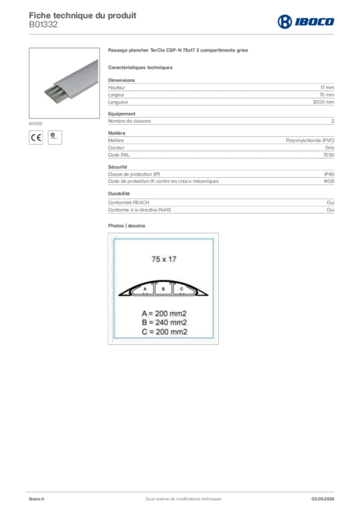 Image Iboco Fiche technique du produit B01332 | Hager France