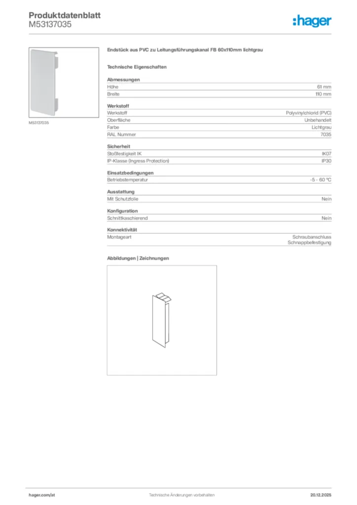 Bild Hager Produktdatenblatt M53137035 | Hager Deutschland