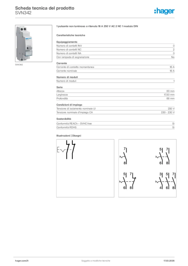 Immagine Hager Scheda tecnica del prodotto SVN342 | Hager Italia
