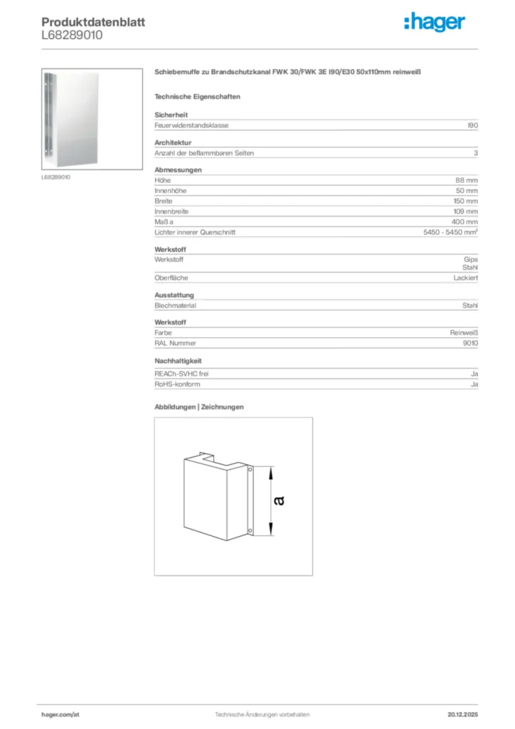 Bild Hager Produktdatenblatt L68289010 | Hager Deutschland