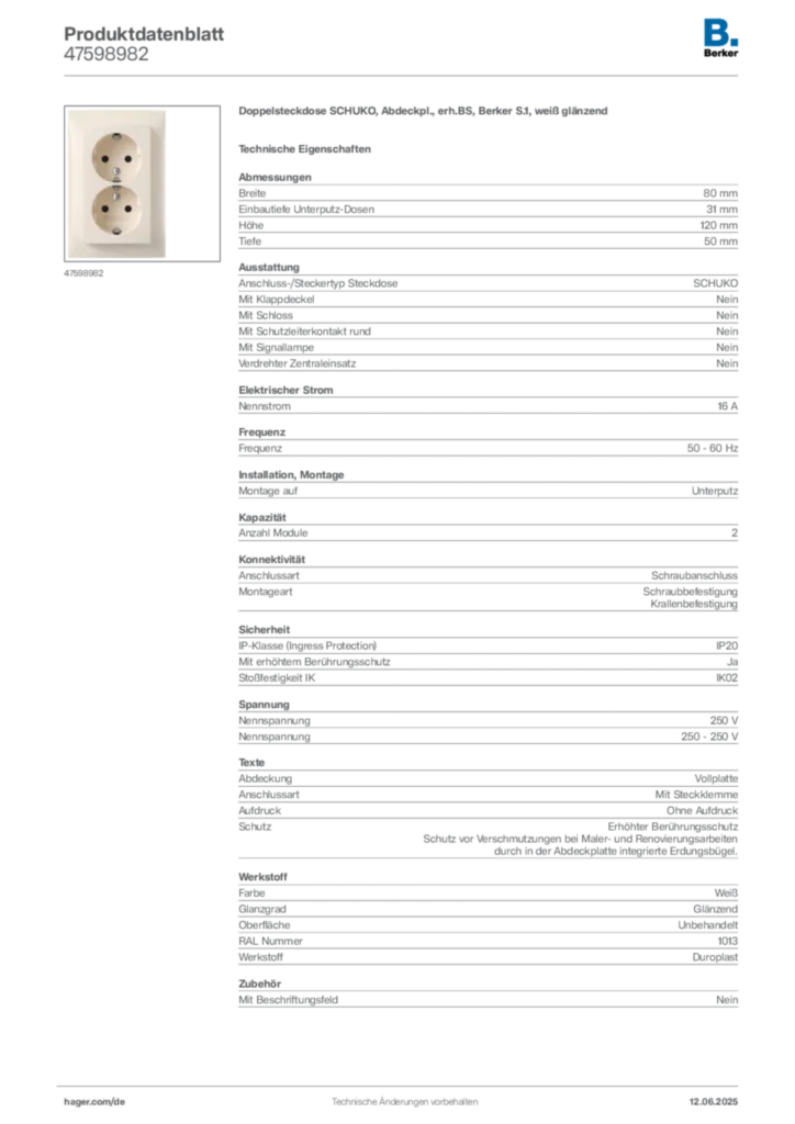 Berker Produktdatenblatt 47598982