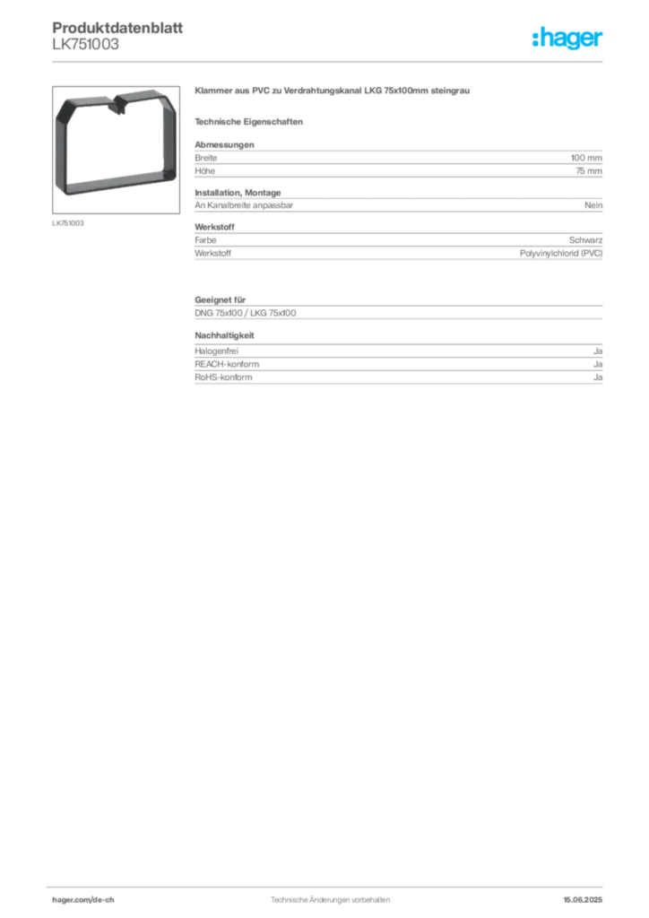 Bild Hager Produktdatenblatt LK751003 | Hager Schweiz