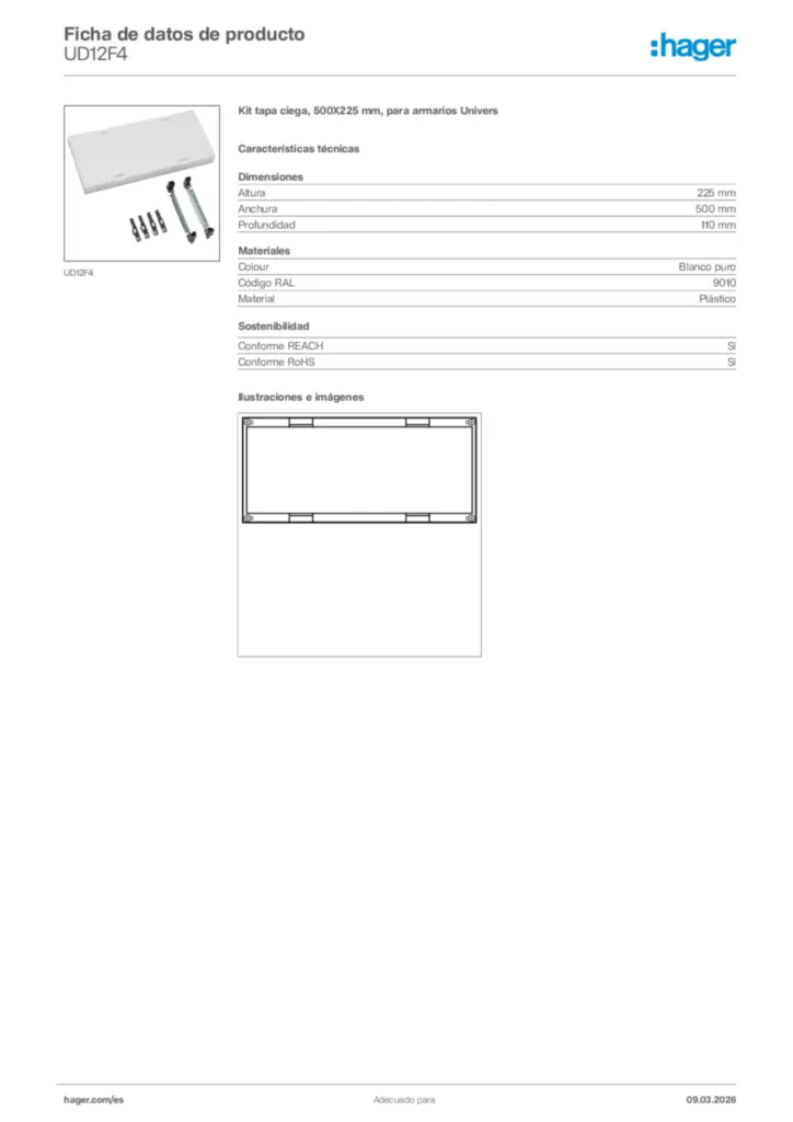 Imagen Hager Ficha de datos de producto UD12F4 | Hager España