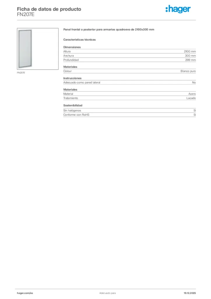 Imagen Hager Ficha de datos de producto FN207E | Hager España
