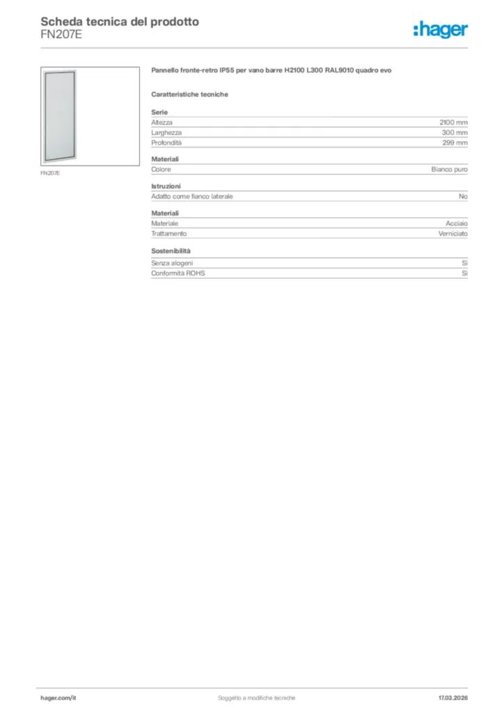 Immagine Hager Scheda tecnica del prodotto FN207E | Hager Italia