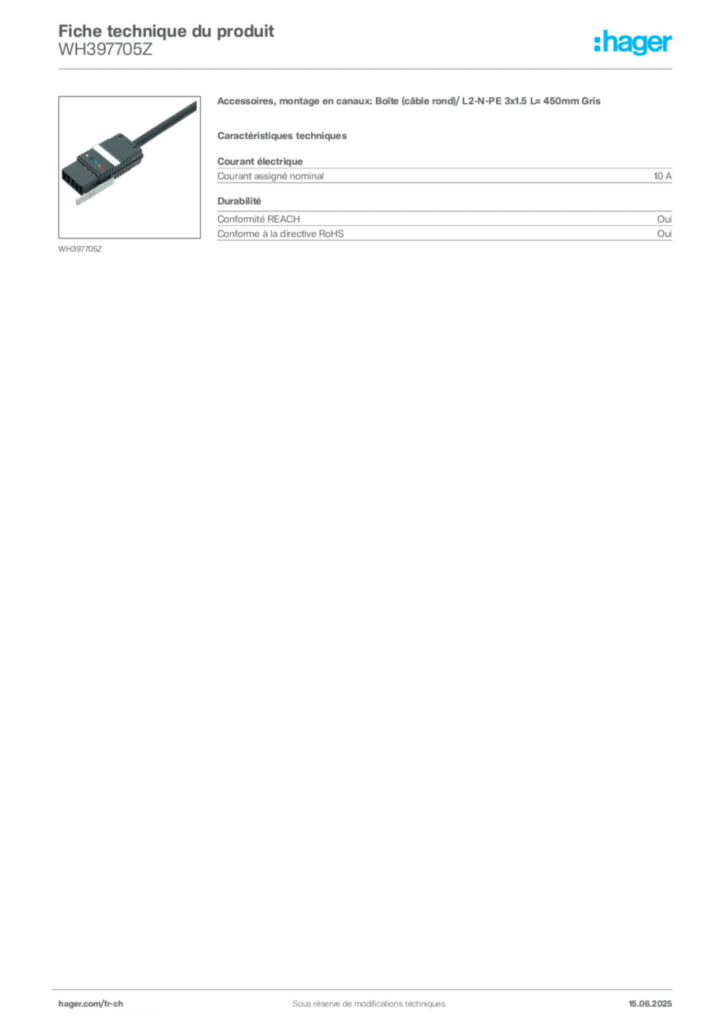 Image Hager Fiche technique du produit WH397705Z | Hager Suisse