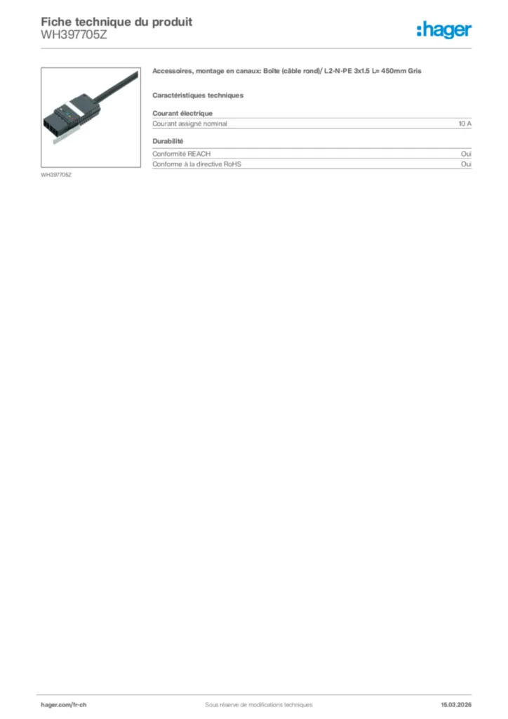 Image Hager Fiche technique du produit WH397705Z | Hager Suisse