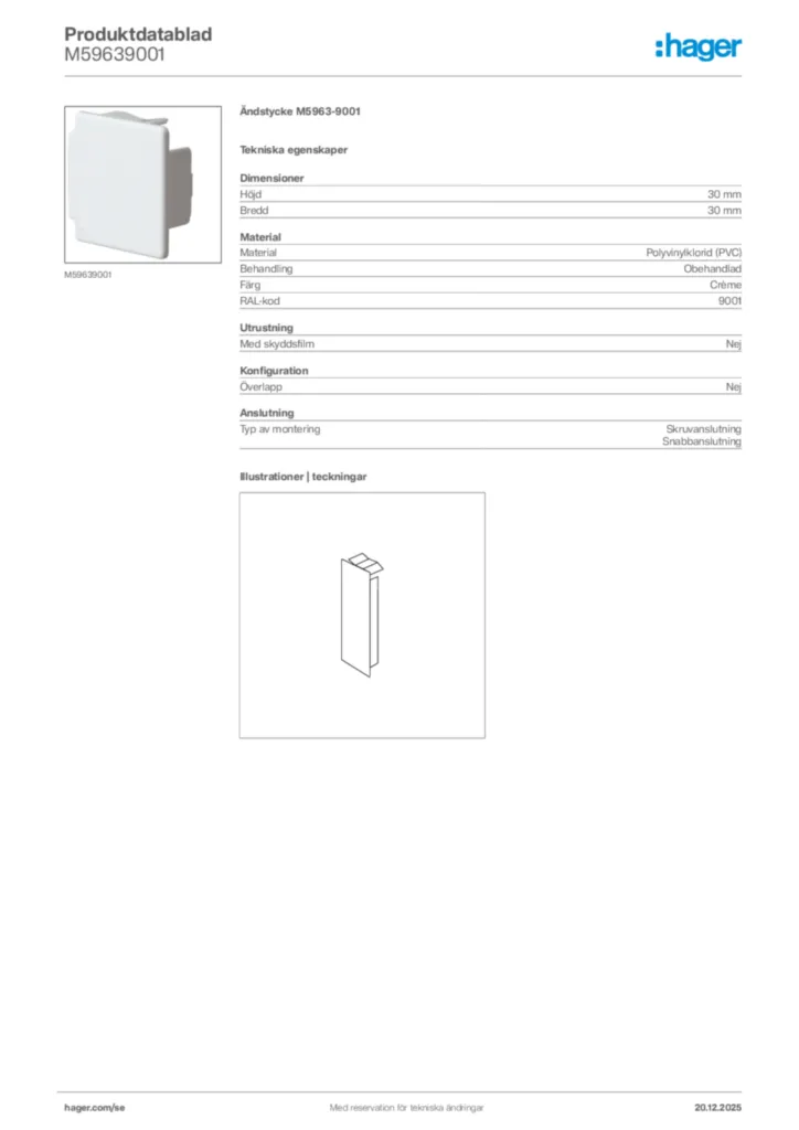 Bild Hager Produktdatablad M59639001 | Hager Sverige