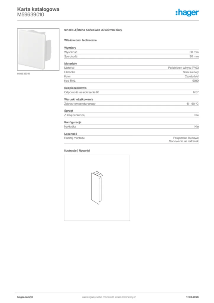 Zdjęcie Hager Karta katalogowa M59639010 | Hager Polska