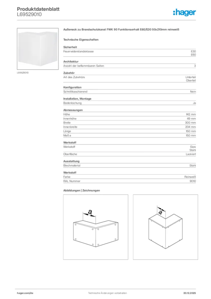 Bild Hager Produktdatenblatt L69529010 | Hager Deutschland