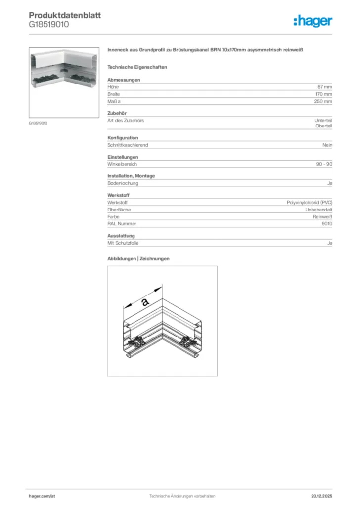 Bild Hager Produktdatenblatt G18519010 | Hager Deutschland