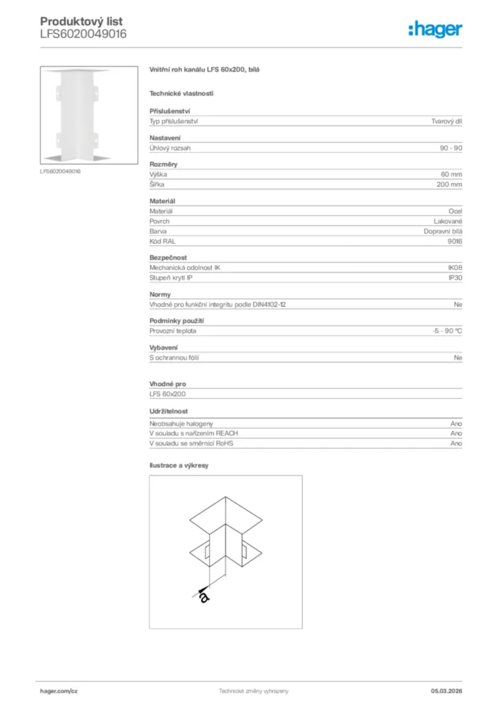 Obrázek Hager Product data sheet LFS6020049016 | Hager