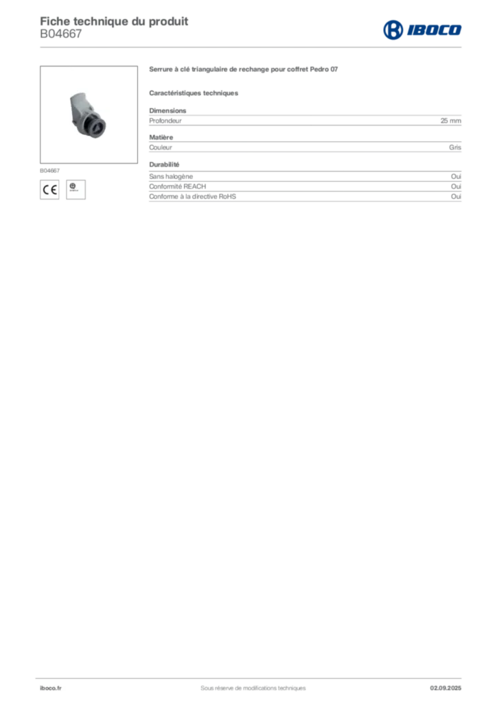Image Iboco Fiche technique du produit B04667 | Hager France