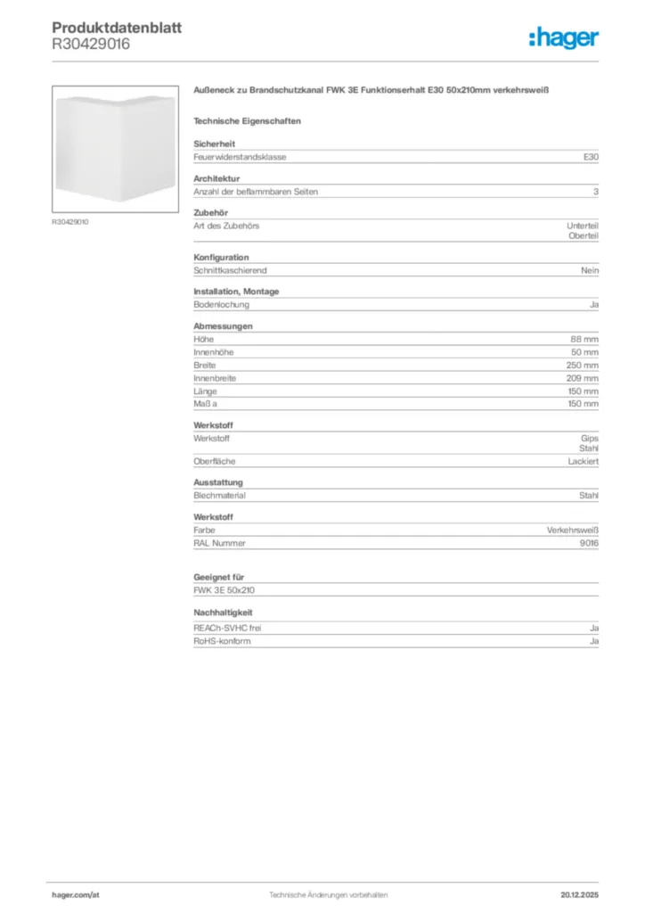 Bild Hager Produktdatenblatt R30429016 | Hager Deutschland