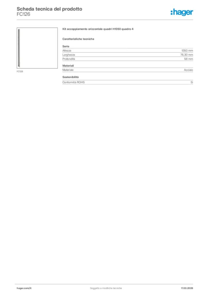 Immagine Hager Scheda tecnica del prodotto FC126 | Hager Italia