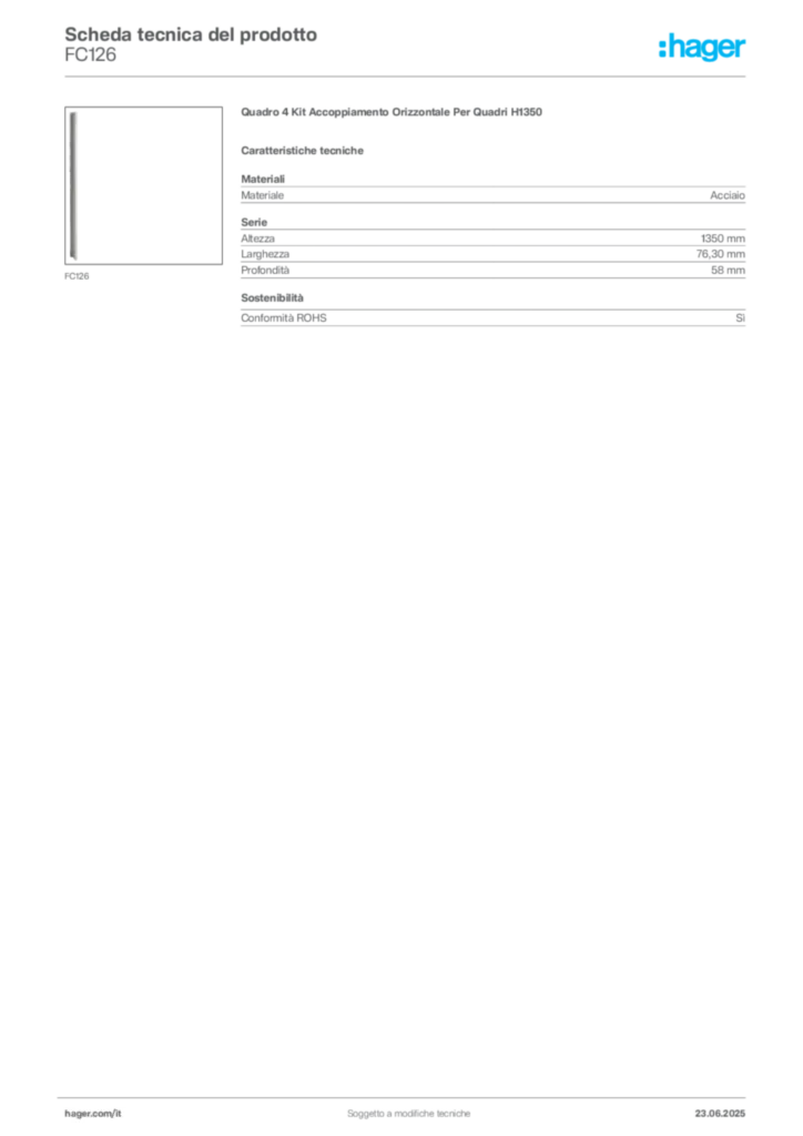 Immagine Hager Scheda tecnica del prodotto FC126 | Hager Italia