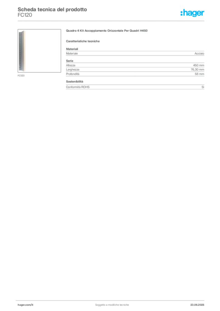 Immagine Hager Scheda tecnica del prodotto FC120 | Hager Italia