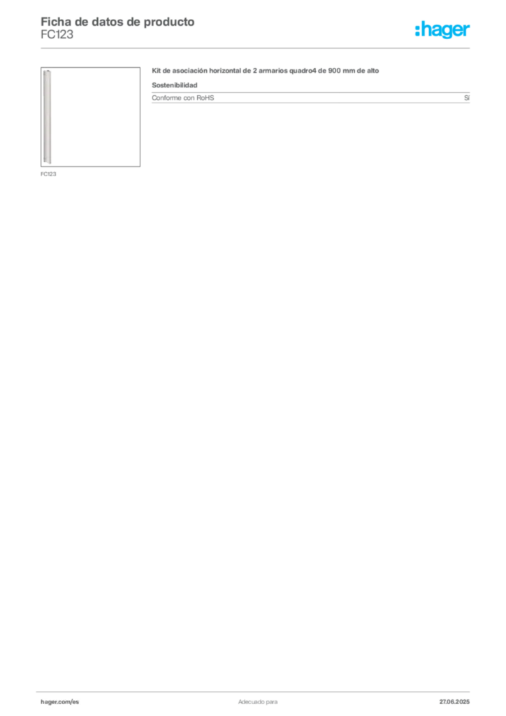 Imagen Hager Ficha de datos de producto FC123 | Hager España