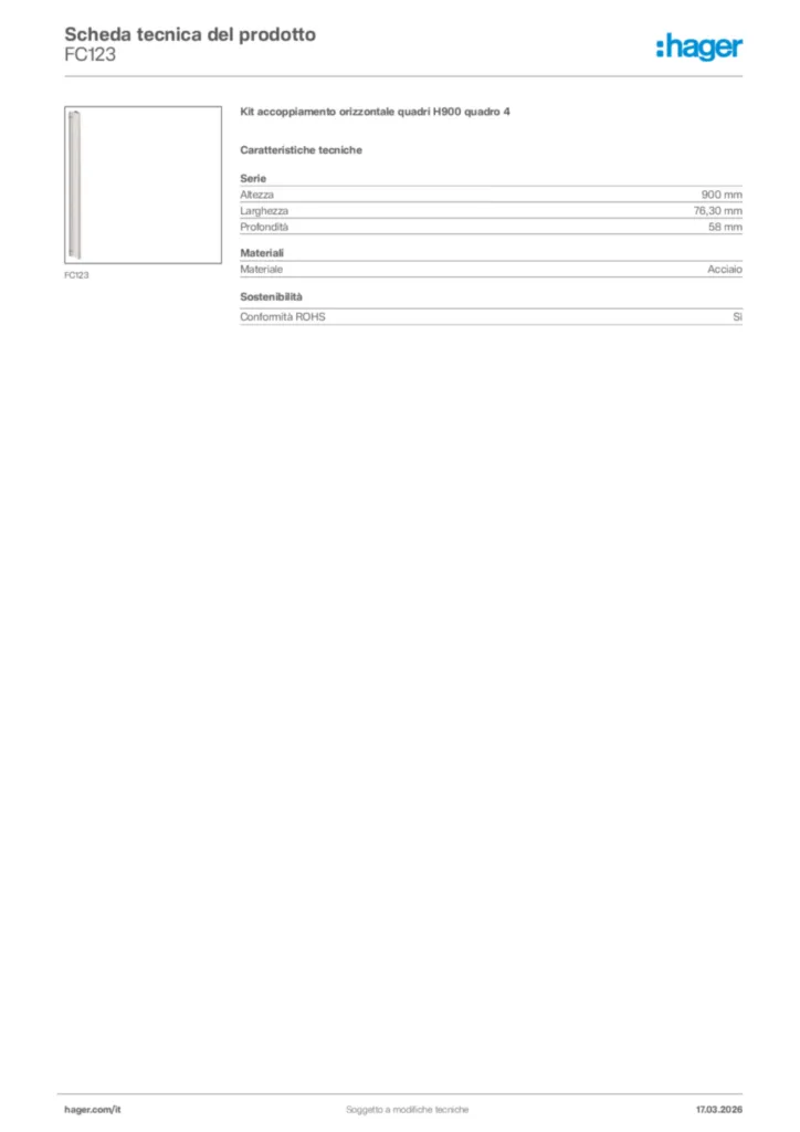 Immagine Hager Scheda tecnica del prodotto FC123 | Hager Italia