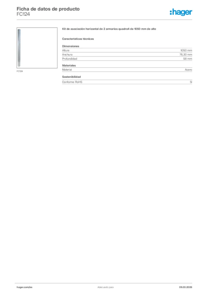 Imagen Hager Ficha de datos de producto FC124 | Hager España