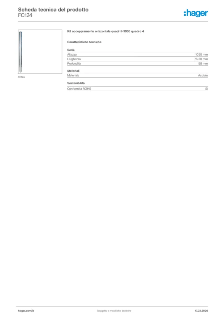 Immagine Hager Scheda tecnica del prodotto FC124 | Hager Italia