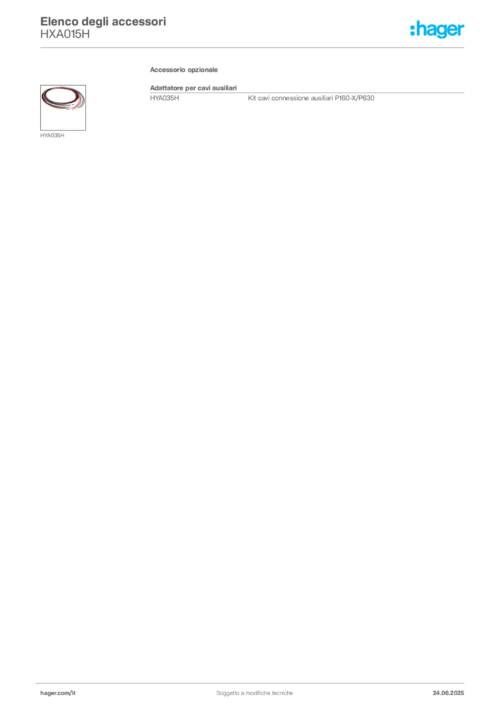 Immagine Hager Scheda tecnica del prodotto HXA015H | Hager Italia