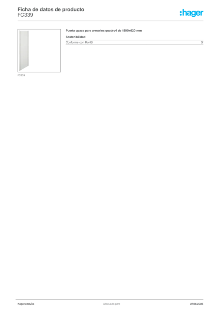 Imagen Hager Ficha de datos de producto FC339 | Hager España
